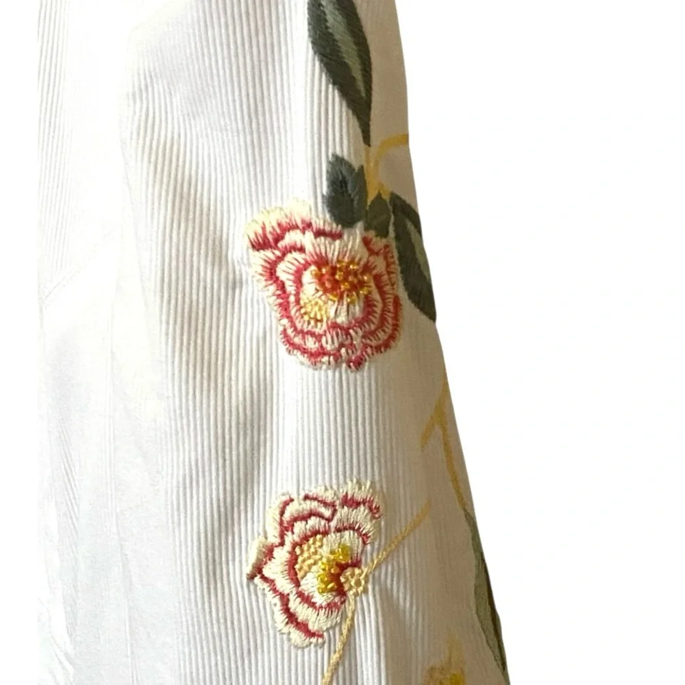 Diane Von Furstenberg White Embroidered Blazer Floral Boho Jacket Cotton‎ Rare